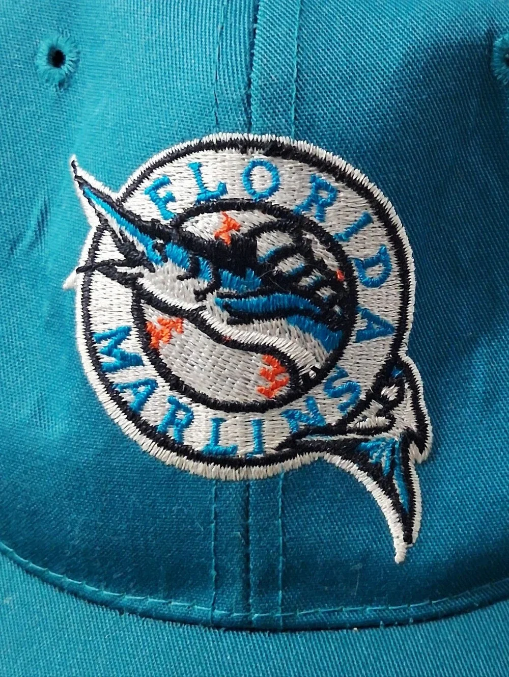Vintage 90's Miami Marlins Baseball Snapback Hat Teal Unisex Cap.